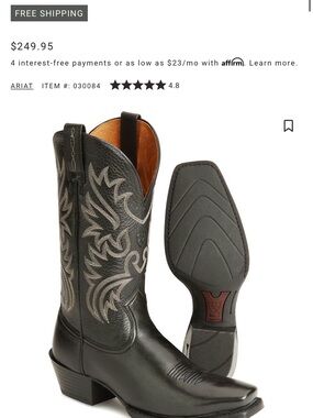 Ariat Black Western Leather Cowboy Boots